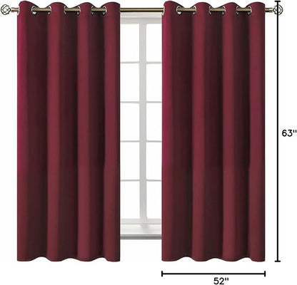 BGment Blackout Curtains - Grommet Thermal Insulated Room Darkening Bedroom and Living Room Curtains, Set of 2 Curtain Panels (52 x 63 Inch, Burgundy)