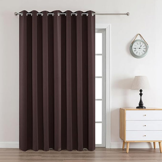 Joydeco Blackout Curtains 108 Inches Long 1 Panel, Thermal Insulated Long Curtains& Drapes 1 Piece, Room Darkening Grommet Drapes for Living Room Bedroom Window (W70 x L108 Inch, Chocolate)