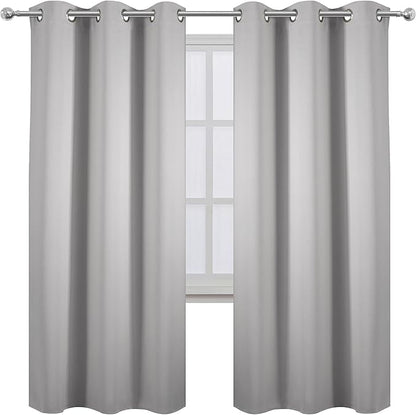 LEMOMO Light Grey Thermal Blackout Curtains/42 x 72 Inch/Set of 2 Panels Room Darkening Curtains for Bedroom