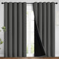 Yakamok Total Blackout Curtains, 2 Thick Layers Completely Blackout Soild Thermal Insulated Drapes with Black Liner for Bedroom(62Wx84L, Dark Grey, 2 Panels)