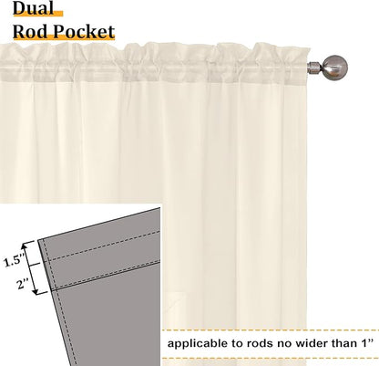 Aiyufeng Cream Sheer Curtains 84 Inches Long 2 Panels Set for Living Room, Light Filtering Green Window Sheer Drapes for Bedroom, Each 42" W x 84" L