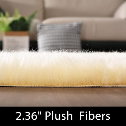Latepis Yellow Rug for Bedroom Circle Faux Sheepskin Fur Round Rugs 5ft Furry Fluffy Rug for Bedroom Bedside Cute Home Decor