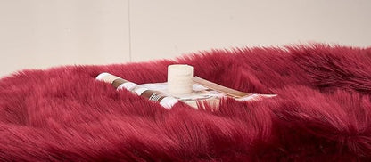 EasyJoy Ultra Soft Fluffy Shaggy Area Rug Faux Fur Rug Chair Cover Seat Pad Fuzzy Area Rug for Bedroom Floor Sofa Living Room (4 x 6 ft Rectangle, Burgundy)