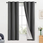 Yakamok Room Darkening 100% Blackout Curtains Grommet Window Treatments with 2 Thick Layers-Charcoal Grey Thermal Insulated Drapes Set of 2 Panels for Bedroom Living Room 38 Inches by 63 Inches Length