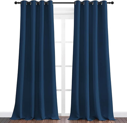 NICETOWN Moroccan Blue Blackout Curtains 120" Long for Office, Dining Room, Guest Room, 55" Wide, 2 Pieces, Sound Reducing Heat and Cold Block Curtain Panels for Modern Room Decorative