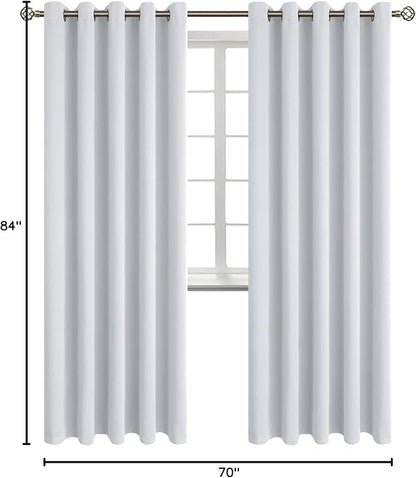 BGment Room Darkening Curtains 84 Inches Long - Grommet Thermal Insulated Drapes Window Treatment Curtains for Bedroom, 2 Panels, 70 x 84 Inch, Greyish White