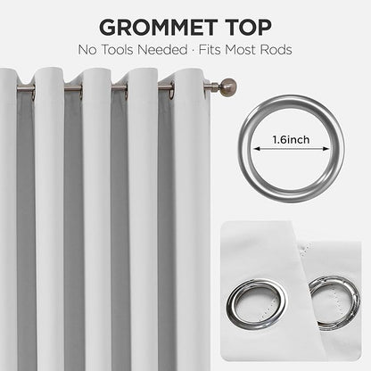 Joydeco Blackout Patio Sliding Door Curtains 72 Inches Long, Grommet Privacy Room Divider Curtains, Extra Wide Thermal Blackout Drapes for Bedroom Living Room (Greyish White, 60Wx72L, 1 Panel)