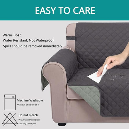 U-NICE HOME Recliner Chair Covers Reversible Chair Cover Pet Covers for Dogs with Elastic Straps Water Resistant Diamond Quilted (28''Recliner Oversized, Dark Grey/Light Grey)