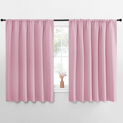 NICETOWN Blackout Curtains for Bedroom, Blackout Curtain Panels, Rouge Pink, 1 Pair, 70 by 63-inch, Window Treatment Energy Saving Thermal Insulated Solid Rod Pocket Blackout Drapes/Draperies