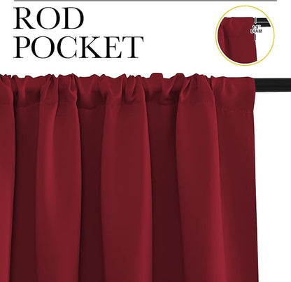 NICETOWN 50inch Curtains for Small Windows, Thermal Insulated Privacy Short Drapes for Kitchen Bathroom (Set of 2, Burgundy Red, 29" Wide)