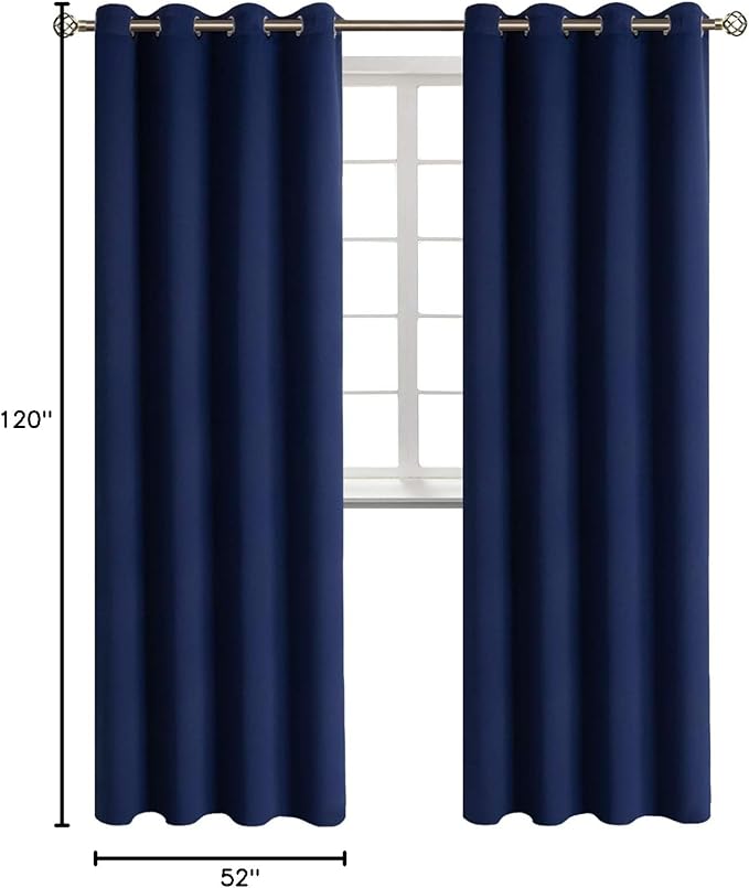 BGment Blackout Curtains - Grommet Thermal Insulated Room Darkening Bedroom and Living Room Curtains, Set of 2 Panels (52 x 120 Inch, Navy)