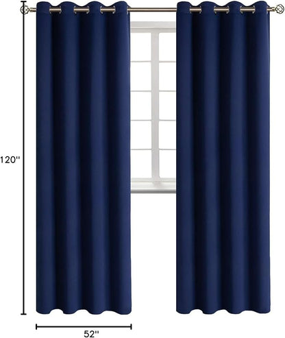 BGment Blackout Curtains - Grommet Thermal Insulated Room Darkening Bedroom and Living Room Curtains, Set of 2 Panels (52 x 120 Inch, Navy)