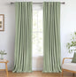 100% Blackout Shield Linen Blackout Curtains for Bedroom 96 Inches Long, Back Tab/Rod Pocket Living Room Drapes, Thermal Insulated Blackout Curtains 2 Panels Set, 50" W x 96" L, Sage