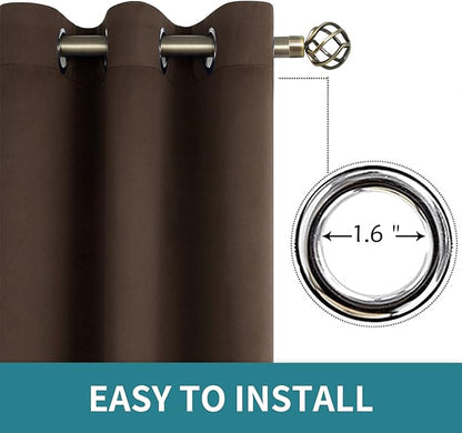 BGment Blackout Curtains for Living Room - Grommet Thermal Insulated Room Darkening Curtains for Bedroom, Set of 2 Panels (52 x 84 Inch, Brown)