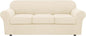 H.VERSAILTEX 4 Piece Stretch Sofa Covers for 3 Cushion Couch Covers for Living Room Furniture (Base Cover Plus 3 Seat Cushion Covers) Upgraded Thicker Jacquard Fabric (Sofa, Cream)