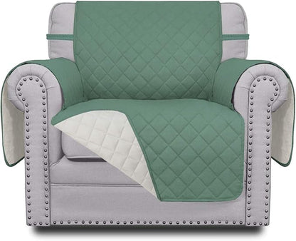 Easy-Going Chair Sofa Slipcover Reversible Sofa Cover Water Resistant Couch Cover Furniture Protector Cover with Elastic Straps for Pets Kids Children Dog Cat (Chair, Cyan/Ivory)