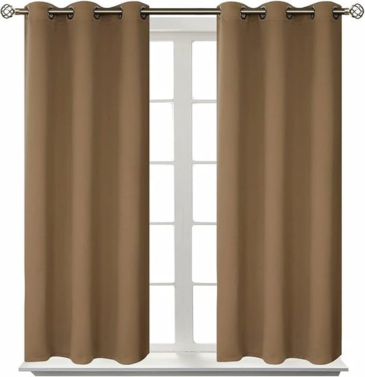 BGment Blackout Curtains for Living Room - Grommet Thermal Insulated Room Darkening Curtains for Bedroom, 2 Panels of 38 x 45 Inch, Taupe