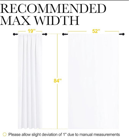 NICETOWN White Bedroom Curtain Panels - Multi-Function Noise Reducing Performance Window Treatment Thermal Insulated Rod Pocket Room Darkening Drapes for Nursery (2 Panels, 52 by 84)