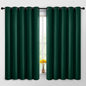 Yakamok Blackout Curtains Room Darkening Thermal Insulated Window Panels,Solid Grommet Top Drapes for Bedroom/Living Room(62Wx63L, Dark Green, 2 Panels)
