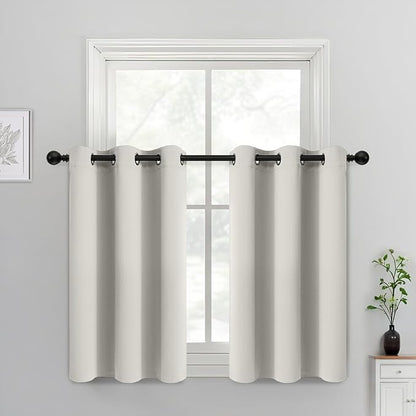 Yakamok Room Darkening Thermal Insulated with Grommet Window Curtain for Bedroom, 38Wx36L inch, Light Reducing Drapes for Living Room,Light Beige, 2 Panels