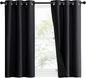 NICETOWN Complete 100% Blackout Curtain Set, Black, 37" W by 50" L, Double Panels, Thermal Insulated & Energy Efficiency Window Draperies with Black Liner, Noise Reducing Short Curtains for Kids Room