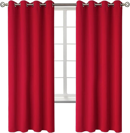 BGment Room Darkening Curtains 72 Inches Long - Grommet Thermal Insulated Drapes Window Treatment Curtains for Bedroom, 2 Panels, 52 x 72 Inch, Red
