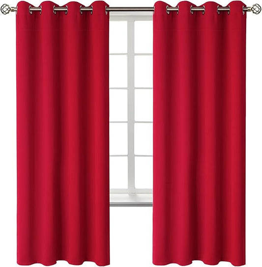 BGment Room Darkening Curtains 72 Inches Long - Grommet Thermal Insulated Drapes Window Treatment Curtains for Bedroom, 2 Panels, 52 x 72 Inch, Red