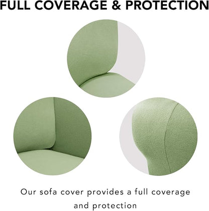 PureFit Super Stretch Sofa Slipcover – Spandex Non Slip Soft Couch Sofa Cover, Washable Furniture Protector with Non Skid Foam and Elastic Bottom for Kids, Pets （Oversized Sofa, Sage Green）
