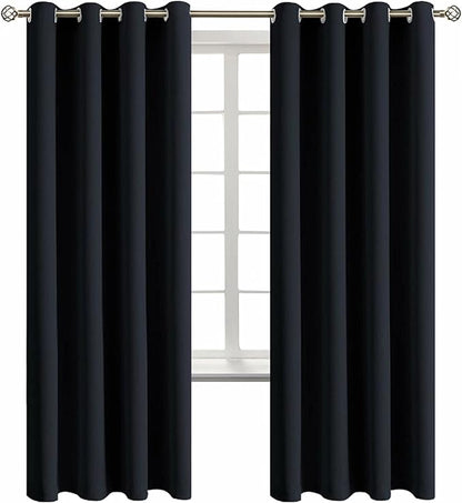 BGment Blackout Curtains for Living Room - Grommet Thermal Insulated Room Darkening Curtains for Bedroom, Set of 2 Panels (52 x 72 Inch, Black)