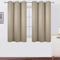 LEMOMO Beige Blackout Curtains 42 x 54 Inch Length Set of 2 Panels Grommet Bedroom Curtains for Living Room