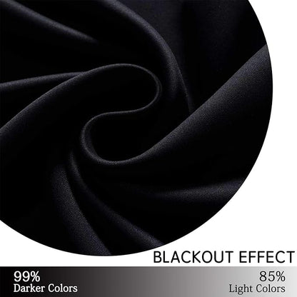 Yakamok Blackout Curtains for Bedroom,Thermal Insulated Blackout Grommet Top Drapes for Living Room,Black,52x45 Inch, 2 Panels