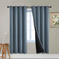 Yakamok Total Blackout Curtains, 2 Thick Layers Completely Blackout Soild Thermal Insulated Drapes with Black Liner for Bedroom(52Wx72L, Stone Blue, 2 Panels)