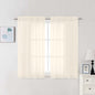 Chyhomenyc Cream Sheer Curtains 48 Inch Long, Light Filtering Solid Color Bedroom Window Sheer Curtain Panels, Elegant Short Curtains & Drapes for Living Room, 42Wx48L, 2 Panels