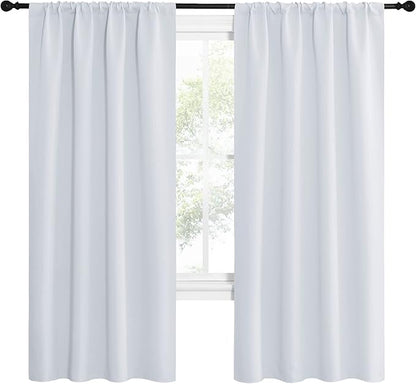 NICETOWN Kitchen Room Darkening Curtains - Window Treatment Thermal Insulated Rod Pocket Room Darkening Curtains/Drapes for Bedroom (2 Panels, 42 by 72, Greyish White)