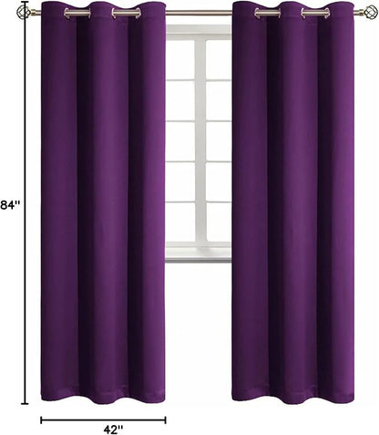 BGment Blackout Curtains - Grommet Thermal Insulated Room Darkening Bedroom and Living Room Curtain, Set of 2 Panels (42 x 84 Inch, Royal Purple)