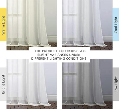 NICETOWN Patio Door Sheer Curtains 96 inch Length, Ring Top Voile Textured Airy Sheer Curtains and Drapes Elegant for Bedroom/Living Room Home Decor, Beige, 54 inch Wide, 2 Panels