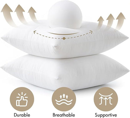 MIULEE Pillows Inserts, Pack of 4 12x12 Inch 100% Virgin Microfiber Filling Throw Pillows for Bed Couch Sofa