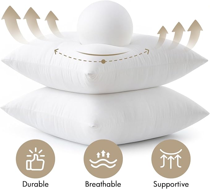 MIULEE Pillows Inserts, Pack of 4 16x16 Inch 100% Virgin Microfiber Filling Throw Pillows for Bed Couch Sofa