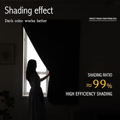 Self Adhesive Curtains, Stick Curtain Blackout Shades Window Cover Curtains for Living Room No Drilling, 47" W X 96" L, Brown, 1 Panel
