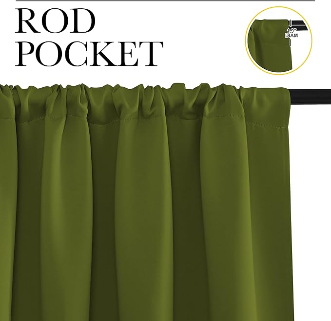 NICETOWN RV Blackout Curtains for Camper Windows, Olive, 29" Wide by 40" Long, 2 PCs, Short Blackout Curtains & Drapes, Thermal Insulated Blackout Curtain Panels for Kids Room, Play Room