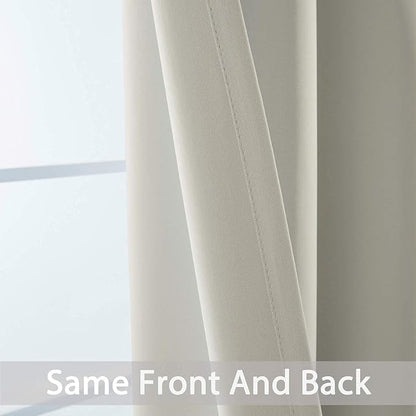 Yakamok Blackout Curtains Room Darkening Thermal Insulated Window Panels,Solid Grommet Top Drapes for Bedroom/Living Room(52Wx90L, Light Beige, 2 Panels)