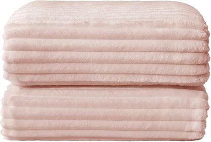 BEDELITE Fleece Throw Blanket for Couch – 3D Ribbed Jacquard Soft and Warm Decorative Fuzzy Blanket – Cozy, Fluffy, Plush Lightweight Light Pink Throw Blankets for Bed, Sofa, 50x60 inches