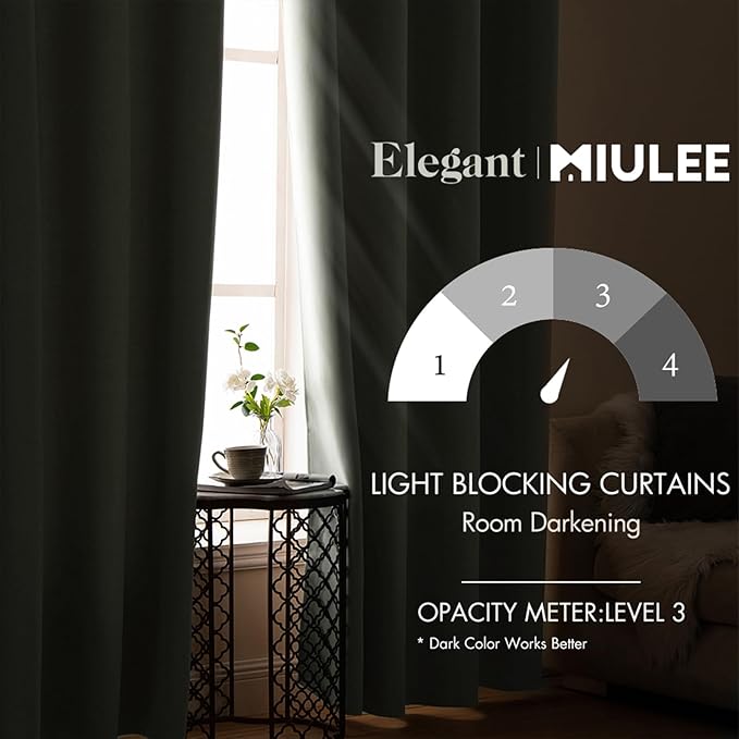 MIULEE Room Darkening Curtains Thermal Insulated Drapes Solid Window Treatment Set Grommet Top Light Blocking Blackout Curtain for Living Room/Bedroom 2 Panels 72 x 84 inch Sage Green