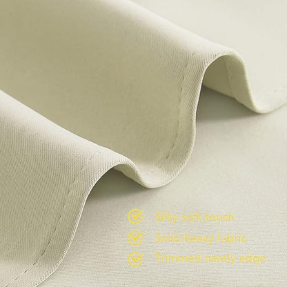 NICETOWN Kitchen Curtains, Short Curtains for Bedroom Windows, Beige, 42" W by 60" L, 1 Pair, Thermal Insulated Room Darkening Curtain Panels for Girls Room, Cafe