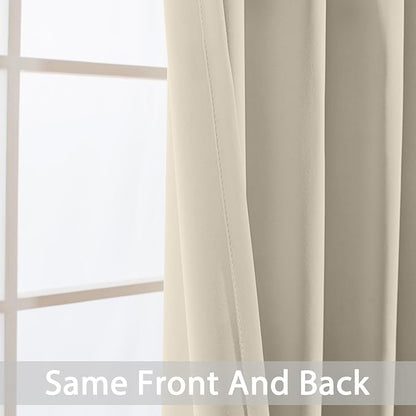 Yakamok Thermal Insulated Grommet Blackout Draperies/Drapes for Bedroom Window,Room Darkening Curtain Panels (2 Panels, W52 x L63 -Inch,Cream Beige)