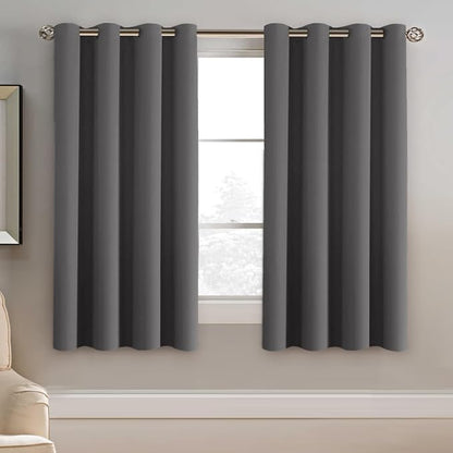 H.VERSAILTEX Blackout Grey Curtains for Bedroom Thermal Insulated Curtains 63 Inches Length Blackout Curtain Panel for Living Room, Luxury Grommet Solid in Charcoal Gray, One Panel, 52" W x 63" L