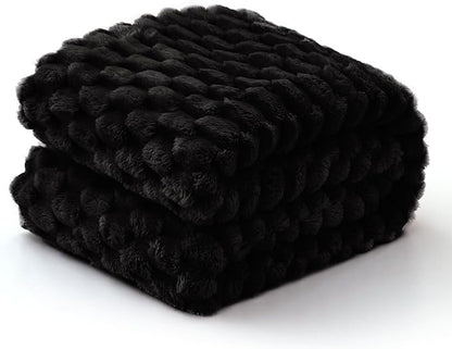 EXQ Home Fleece Throw Blanket for Couch and Bed, 3D Imitation Large Turtle Shell Jacquard Decorative Blankets, Plush Lightweight Fuzzy Flannel Blanket Suitable for All Seasons (50"×60",Black)