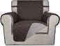 PureFit Reversible Quilted Sofa Cover, Water Resistant Slipcover Furniture Protector, Washable Couch Cover with Non Slip and Elastic Straps for Kids, Dogs, Pets (Chair, Chocolate/Beige)
