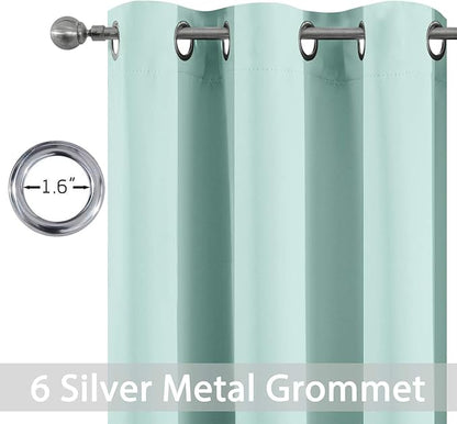 Yakamok Blackout Curtains Room Darkening Thermal Insulated Window Panels,Solid Grommet Top Drapes for Bedroom/Living Room(42Wx72L, Aqua, 2 Panels)