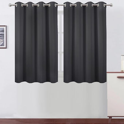 LEMOMO Dark Grey Thermal Blackout Curtains/52 x 45 Inch/Set of 2 Panels Room Darkening Curtains